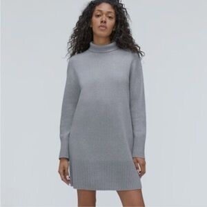 Everlane Gray Cozy Stretch Turtleneck Sweater Dress Wool Blend Yak Medium